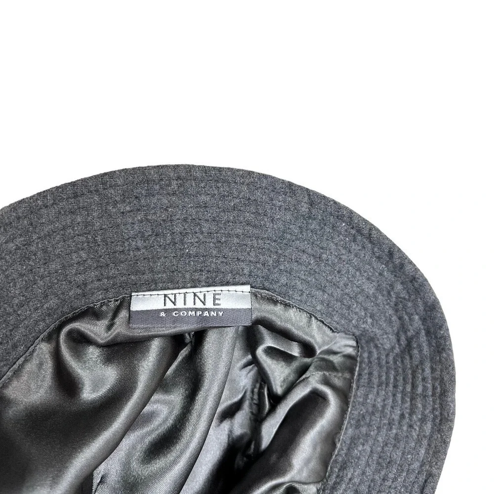 Nine & Company Bucket Hat Felt Lined‎ Button Detail Gray Women Size OSFA